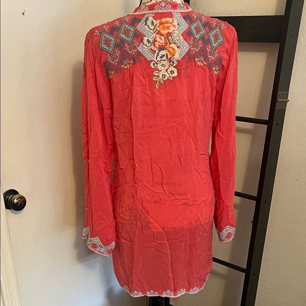 Johnny Was Harlow Floral V-Neck Embroidered Tunic Top Bohemian Cottagecore - Picture 10 of 16